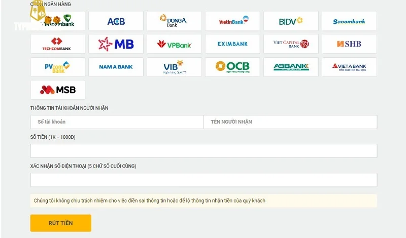 Hướng dẫn người mới cách rút tiền Typhu88 